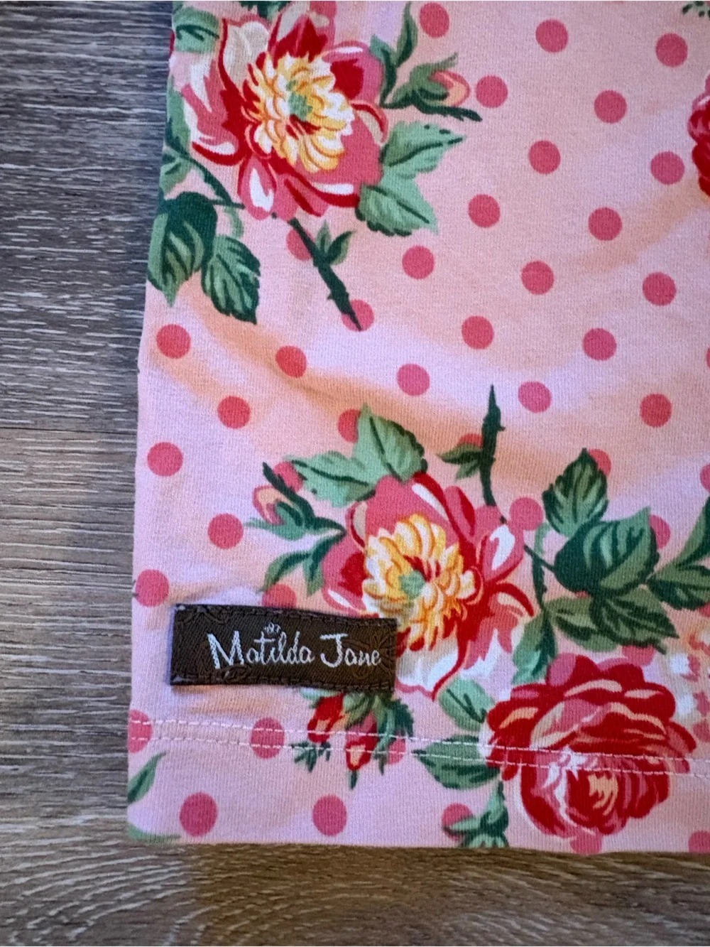 Matilda Jane Pink Floral Ruffle Sleeve Top with Red & Yellow Roses
